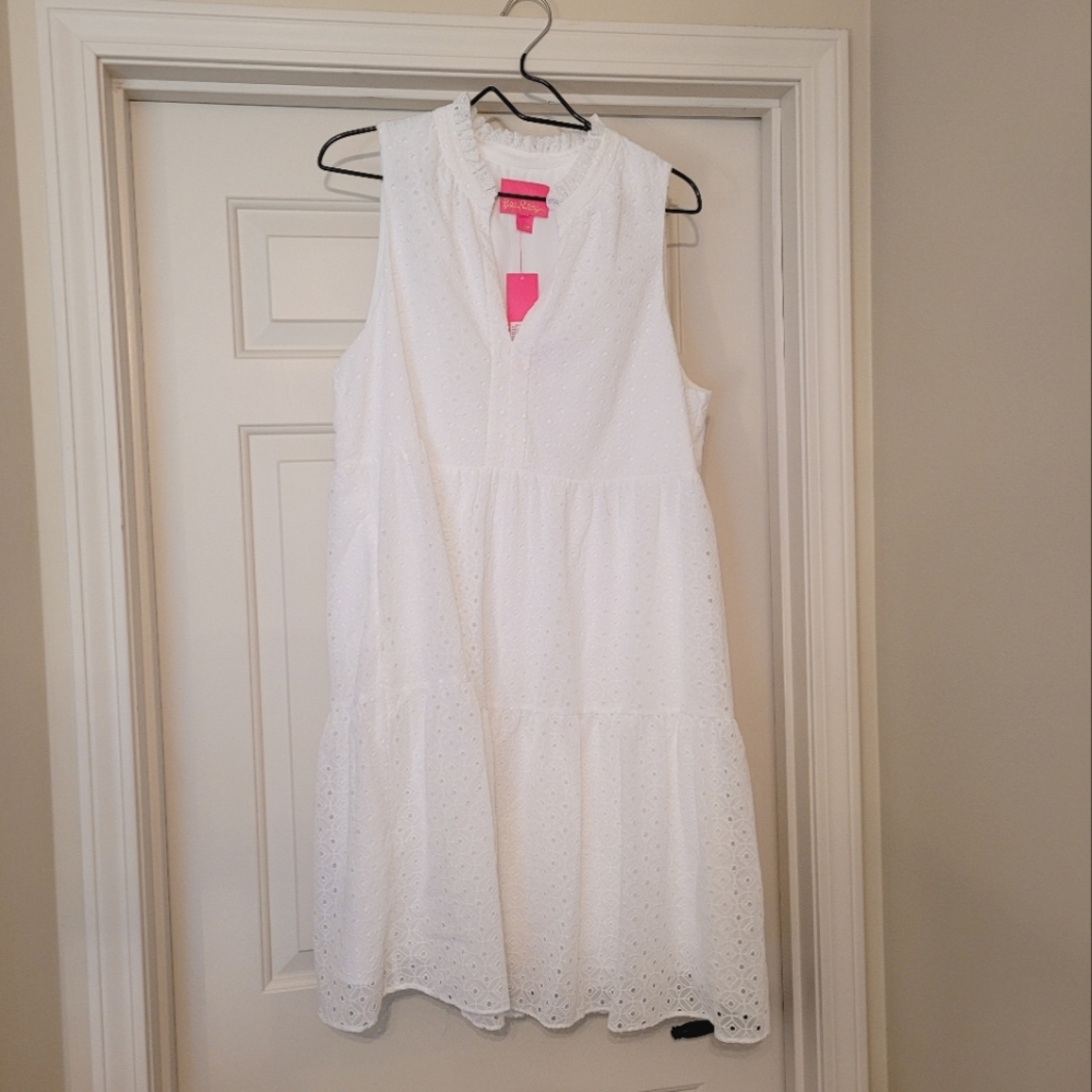 ❤️‍🔥 HTF NWT Lilly Pulitzer White Novella Eyelet dress XL